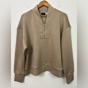 Bailey 44 Womens XL Softest Fleece Sweatshirt Zip V-Neck Tan